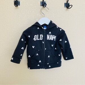 Old Navy Baby Girl Dark Gray Heart Printed Zipper Sweater